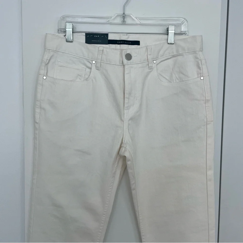 NWT Perry Ellis White Men’s Slim Fit Straight Leg Low Rise Stretch Jeans 32x32